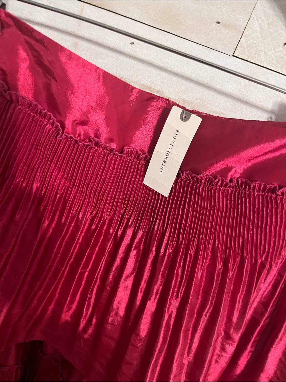 NWT Anthropologie size XL tiered pintucked maxi skirt in pink - Picture 5 of 10